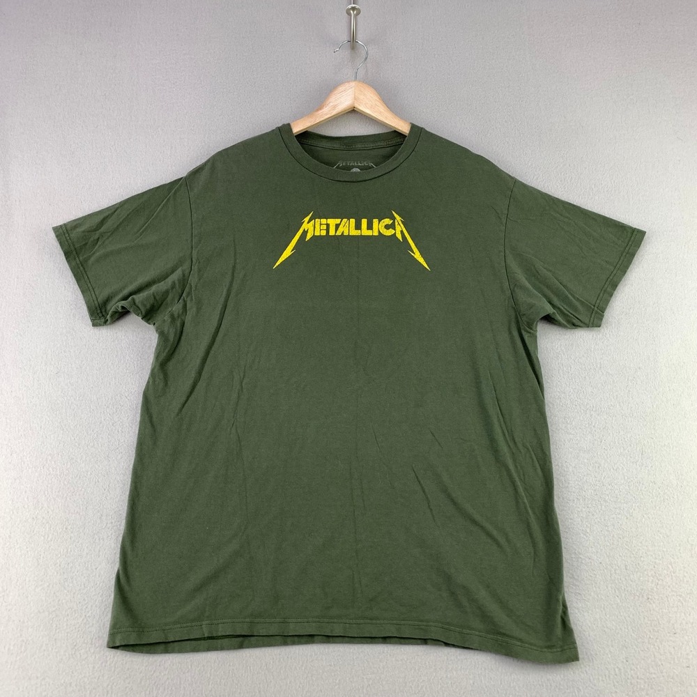 Metallica Band Tee Mens Large Green Spiderweb Graphic Shirt Metal Rock Merch